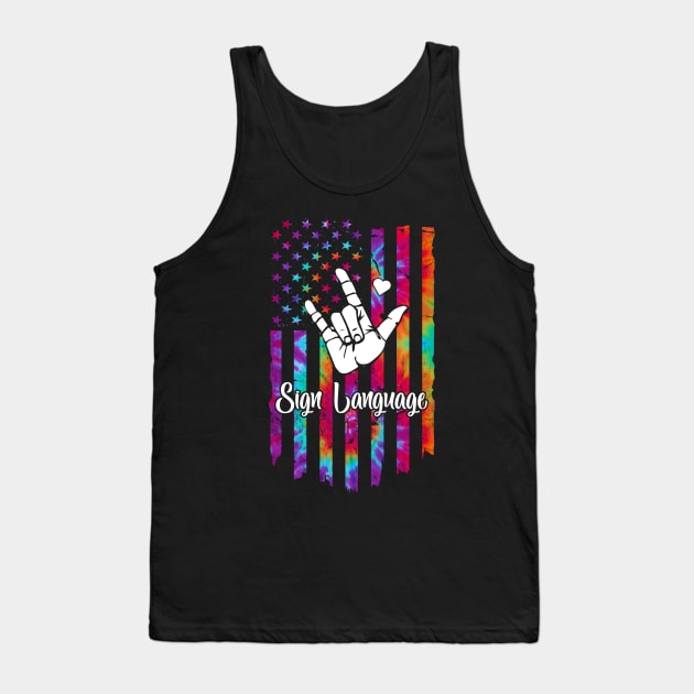 Sign Language American Flag 4th Of July Tank Top by Rumsa